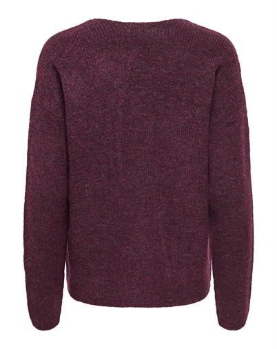 Only - Camilla V-Neck Strik - Mauve Wine